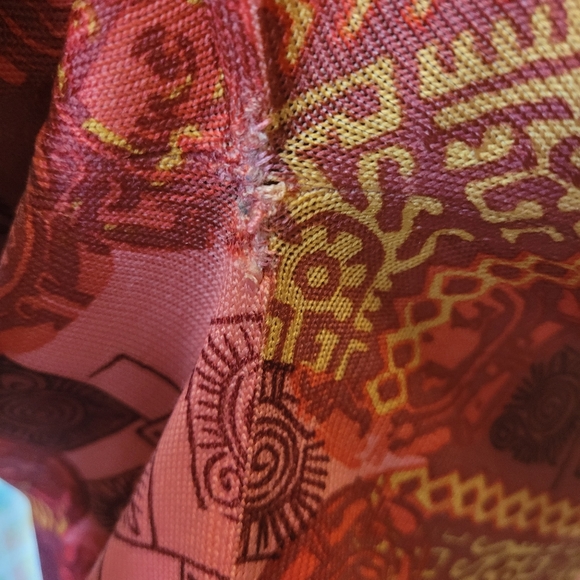 Pink 1960s 1970s mock neck long sleeve print top - Picture 6 of 14